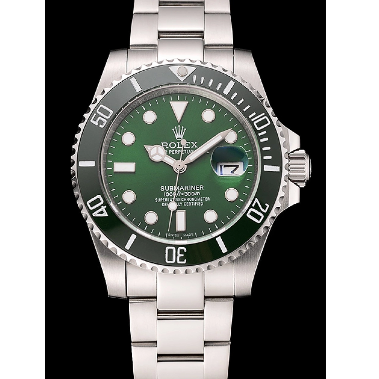 Best AAA Replica Sites Stainless Dial Rolex 1454069 Submariner Steel Bracelet Green 0824